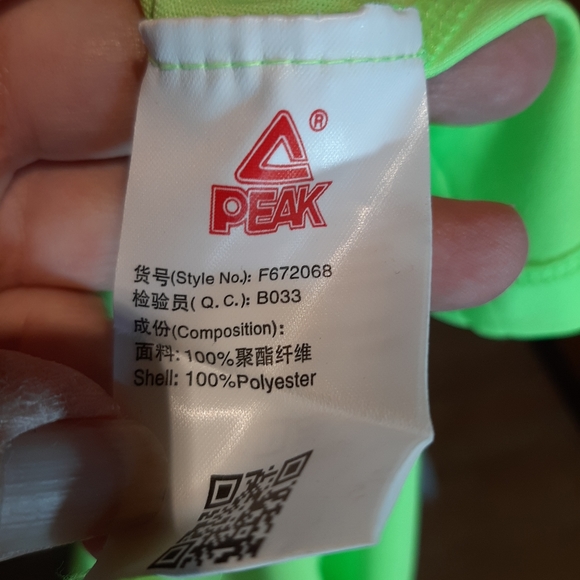 Peak Running Sport Athletic Lime Green Polo P Coolfree - Picture 10 of 10